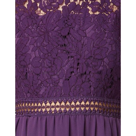 TRUTH & FABLE Womens Sleeveless Lace Trim Bridesmaid Maxi Dress Violet Size s - Picture 6 of 10